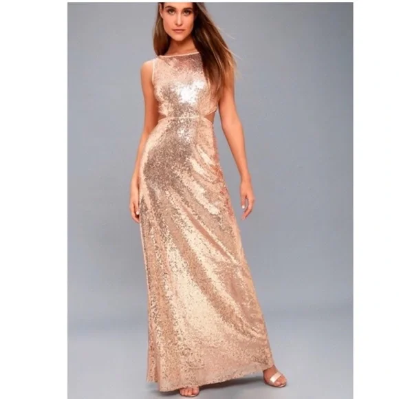 slim fit dress slacks Rose Gold O-Ring Sleeveless Cut Out Double Slit Dress main image 0